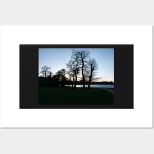 Sunset at Virginia Waters lake, Surrey, England Posters and Art